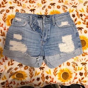 Hollister Light Blue Distressed Jean Shorts